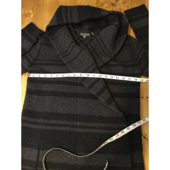Vince Womens XS Black & Gray Striped Hooded Cardigan Sweater - Picture 7 of 9